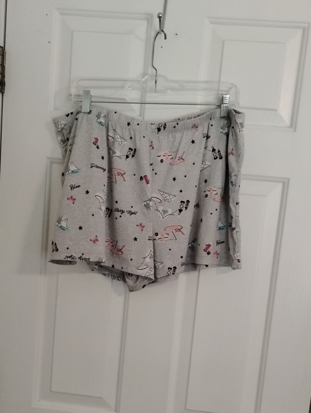 Gray Printed Women's Sleep Shorts with Cute Accent Print